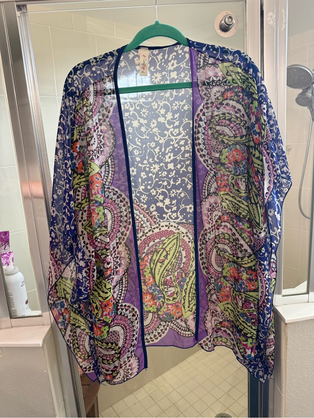 Sheer Purple Paisley Floral Kimono Cover-Up